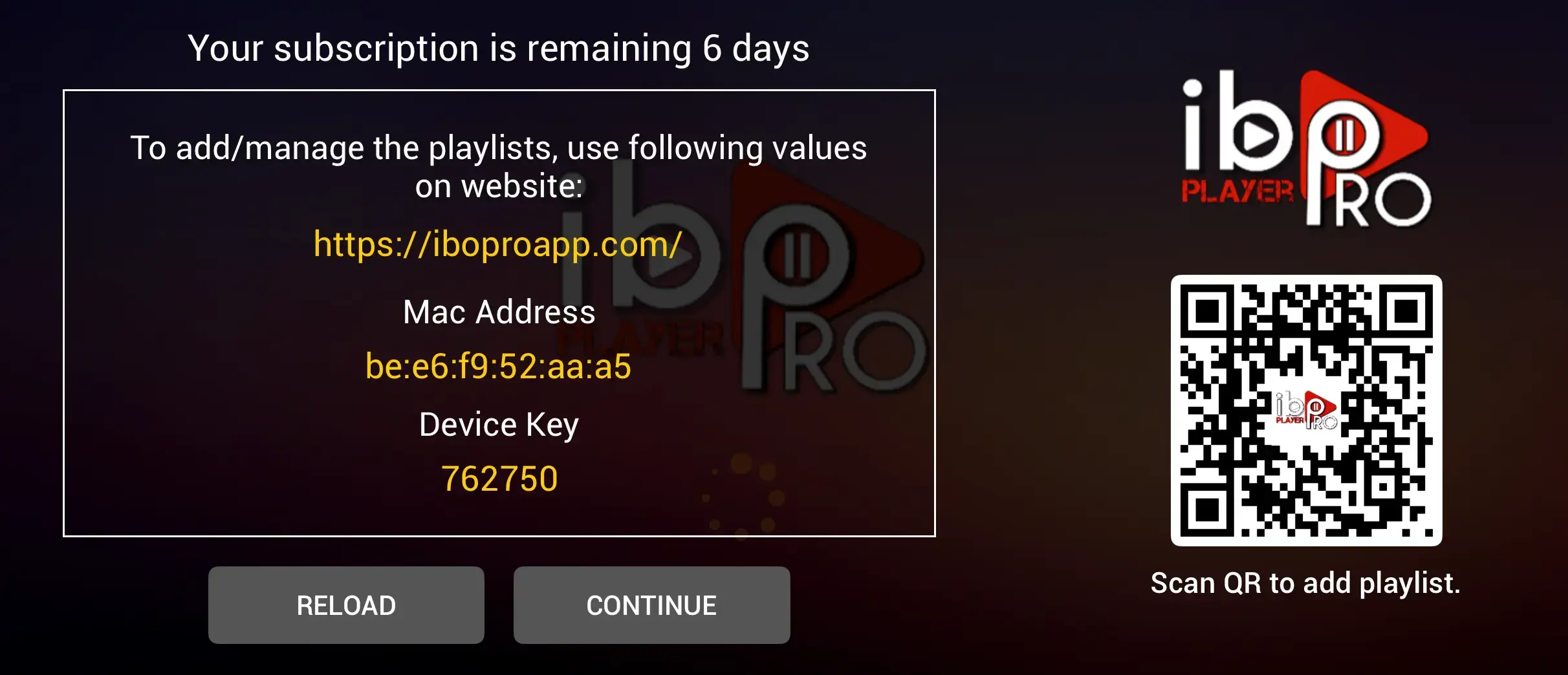 Ibo Player Activation Screen